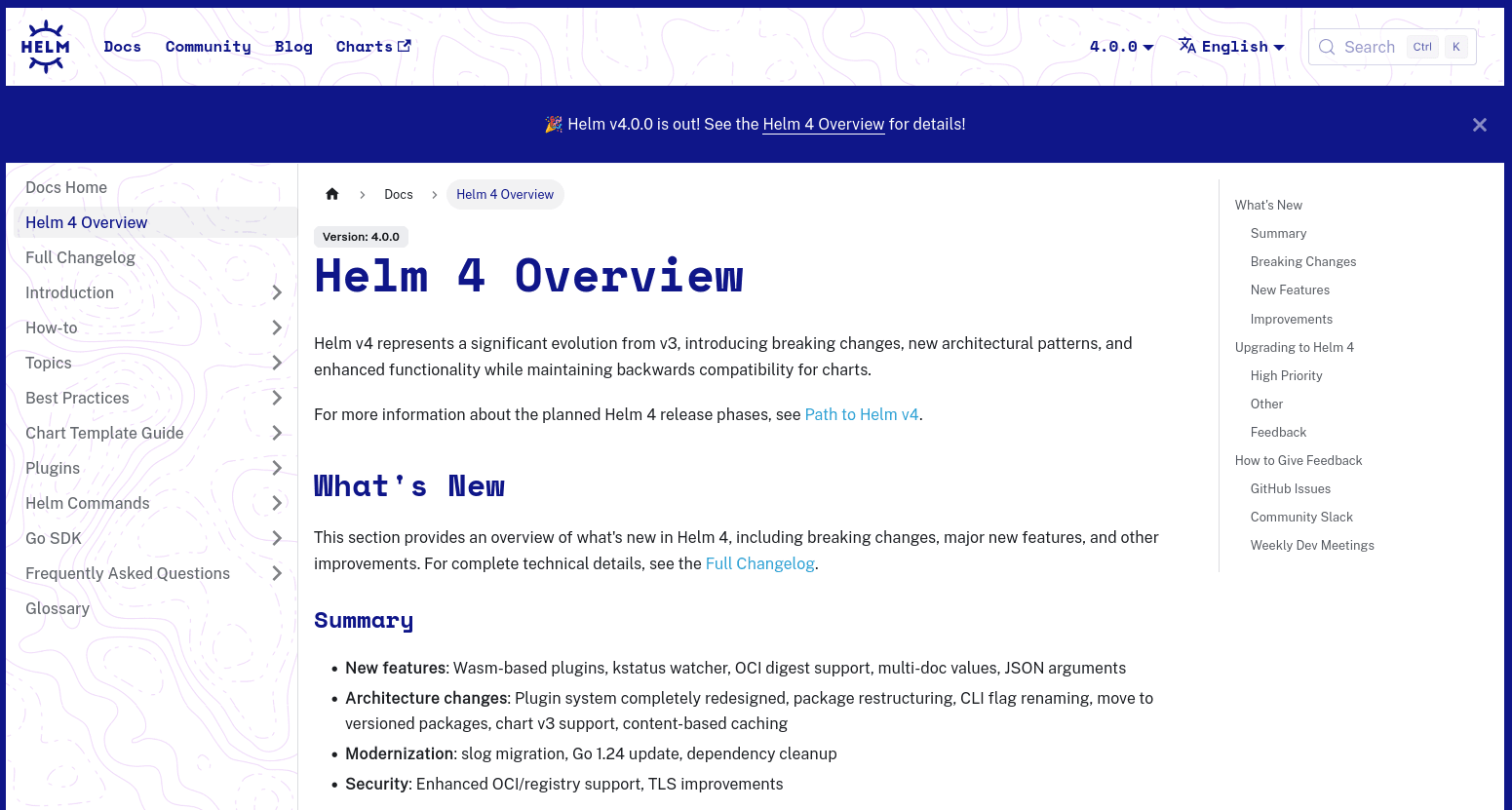 Helm公式ウェブサイト、Helm 4概要より
